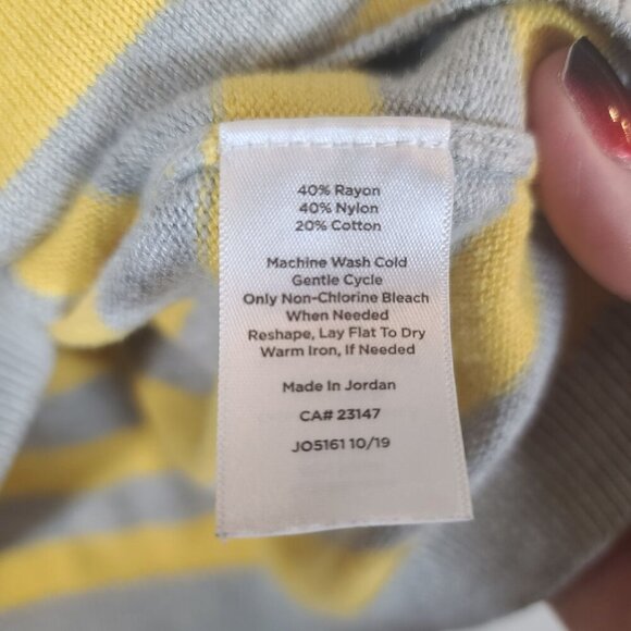 Talbots Plus Cotton Blend Yellow Gray Cream Stripe Round Neck Sweater Size 3X - Picture 5 of 7